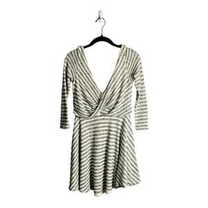 Free People Gray and White Striped Wrap Fit & Flare Dress Size XS